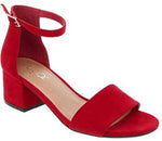 Sugar Women's Noelle Low Two Piece Block Heel Dress Shoe Ladies Ankle Strap Pump Sandal - Red Micro